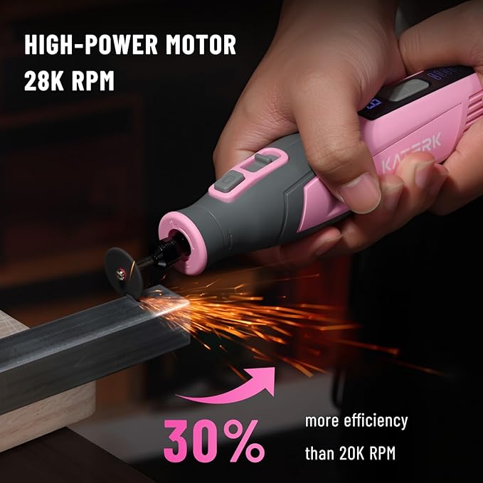 Katerk Cordless Rotary Tool, 4000mAh Battery, 6-Speed, 28000RPM, Rotary Tool Kit with 70 Accessories Light duty Engraving Pen for Sanding, Polishing, Drilling, Etching, Grinding, Wood Carving
