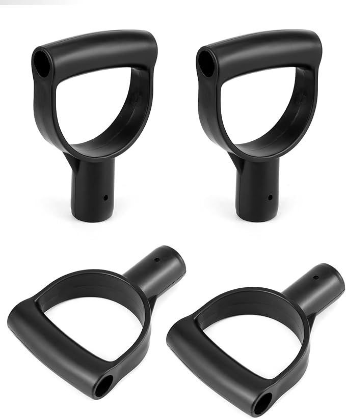 QWORK Shovel D Grip Handle, 4 Pack 1-1/8" Inside Diameter PVC D Shaped Grip Shovel Handle Replacement for Digging Raking Tools