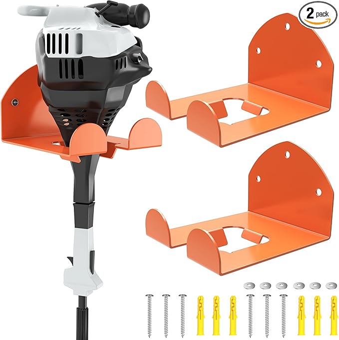 Trimmer Rack Wall Mount Heavy Duty Weedeater Hanger for Garage Wall Bracket Garage Organizer Weed Eater Hanger for Grass Trimmer, Garden Tools 2 Pack