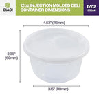 CIAO! 12OZ PP Injection Molded Soup-Deli Container with LLDPE Lid, Microwavable and BPA Free (240/240 combo pack)