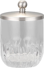 Glass Jar with Metal Lid for Bathroom Organization, Clear Apothecary Jar for Cotton Balls, Q Tips, and Small Accessories, Stylish Bathroom Storage Container Nickel