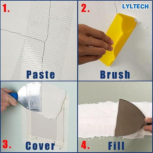 Drywall Joint Tape- 5.7in X 100 ft,13 MESH,100% Fiberglass,Heavy-Duty Self-Adhesive Wall Crack and Seam Patch