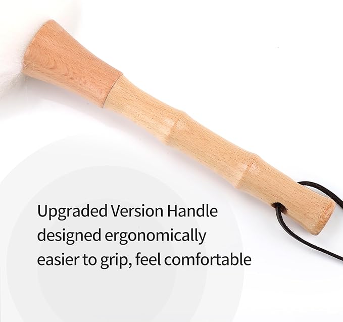 Feather Duster, Lambswool Duster for Cleaning,with Solid Wooden Handle,Leather Hang Strap,Anti-Static 14.9 inch Washable Reusable Small Hand Duster(Natural) for Office, Home and Car
