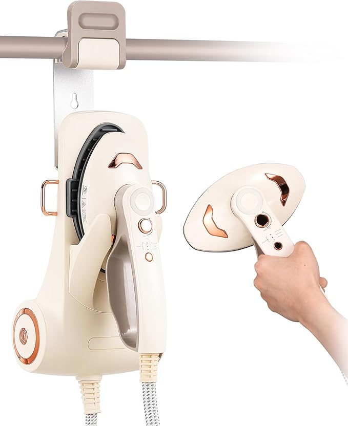 Handheld Steamer for Clothes, 1500W Garment Steamer Steam Iron with Large Soleplate, 390ml Detachable Water Tank, 2 Steam Levels/Pulse Steam/Dry Iron, 20s Heat Up, for Apartment/Hotel/Home