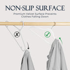 HOUSE DAY White Velvet Hangers 40 Pack, Non Slip Clothes Felt Hanger Heavy Duty for Coat, Premium Slim Space Saving Suit Hangers for Closet Organizer, 360° Rotating Silver Hook