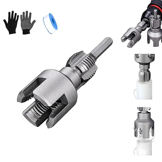 2025 New Dual-Function Pipe Thread Cutting Tool, Integrated Internal & External Pipe Threading Tool, Electric Drill Compatible PVC Pipe Threader Kit, 1/2" 、3/4" Dies, for Home Repair (3/4")