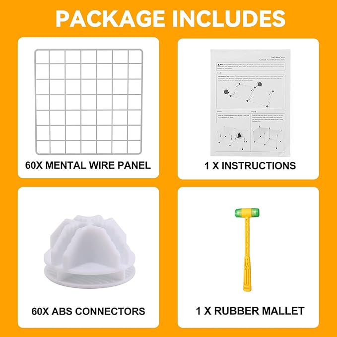 HUBSON Wire Cube Storage Organizer, Book/Toy/Craft/Potted Plants and Pet Closet Organizers, 16-Cube Freely Combinable Metal Grid Storage Shelf, White Iron