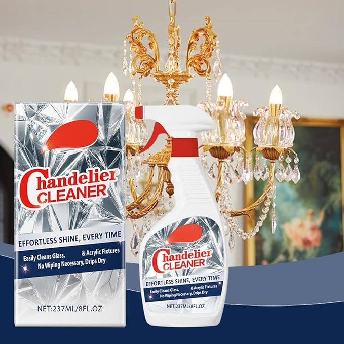 2 Pcs Chandelier Cleaner Spray – No Wipe Crystal & Brass Cleaner for Chandeliers, Drip-Dry Formula, Safe for Glass, Silk Plants, and Dark Crystals – Fast Dusting & Streak-Free Cleaning
