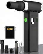 Compressed Air Duster – 110,000 RPM Super Power Cordless FT03 Electric Blower with Brushless Motor, 0-100 Speed Adjustable Jet Fan, Dust Blower for Keyboard, PC, Car & Outdoor Cleaning (Black)