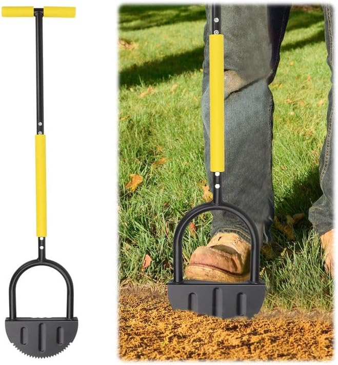 Qivine 38 Inch Half Moon Edger, Edger Lawn Tool with Saw Tooth Blade Lawn Edger Tool Garden Edging Tool for Sidewalk, Grass, Yard, Landscape (Half-Moon)