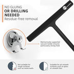 9 Inch Shower Squeegee with Hook - Heavy Duty Glass Door Scraper for Streak-Free Cleaning, Tile Walls, Shower Glass & Car Windows - Rustproof Rubber Blade & Secure Storage (Black)