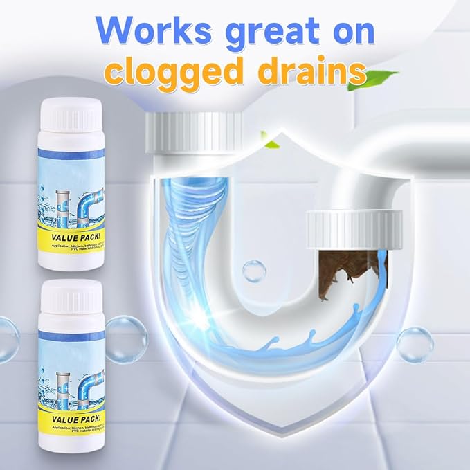 2025 New Sink Drain Cleaner, Upgraded Sink and Drain Cleaner, Powerful Pipe Unclogging Agent Cleaner for Kitchen Toilet and Pipes Cleaning Tool (2PCS)