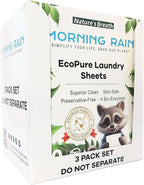 MorningRain Eco-Safe Laundry Detergent Sheets - Ingredients from Finland,Natural Scent, Bio-Enzyme Formula, Power Clean, 90 Sheets (Up to 180 Loads) - Non-Toxic, Preservative-Free, Designed in USA