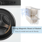 Magnetic Dryer Ball Holder Organizer Laundry Room Organization and Storage Large Magnetic Basket Storage Bin Steel Dryer Ball Container for Laundry Room Organizer No Balls (White, L)