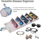 Kenpal Sunglasses Storage Organizer Holder Foldable Travel Case with 5 Slot Compartments for Multiple Glasses