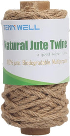 Tenn Well Strong Natural Jute Twine, 4mm Thick 66 Feet Long Jute String Rope Roll for Garden, Arts & Crafts, Home Decor, Packaging