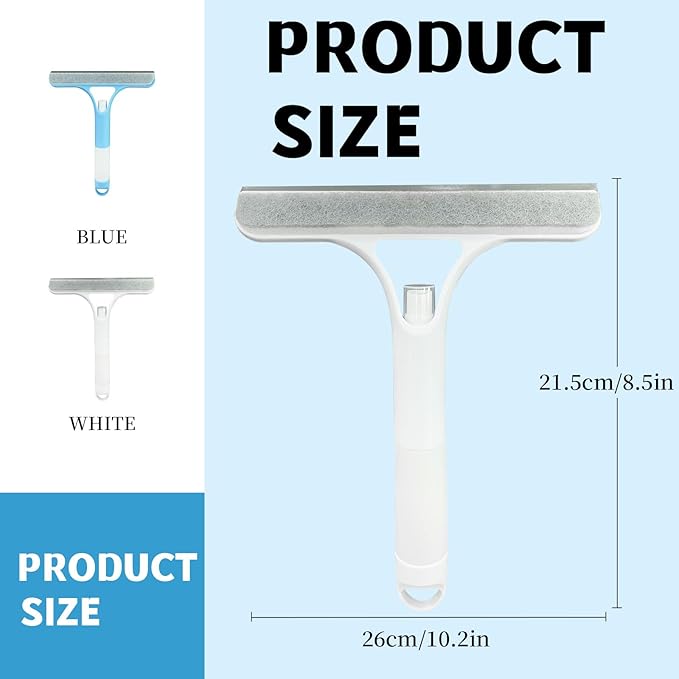 3 in 1 Window Cleaning Scraper,All-Purpose Spray Window Squeegee Cleaner Tool,for Glass Doors for Windows Glass, Mirrors Scraper, Brush (White)