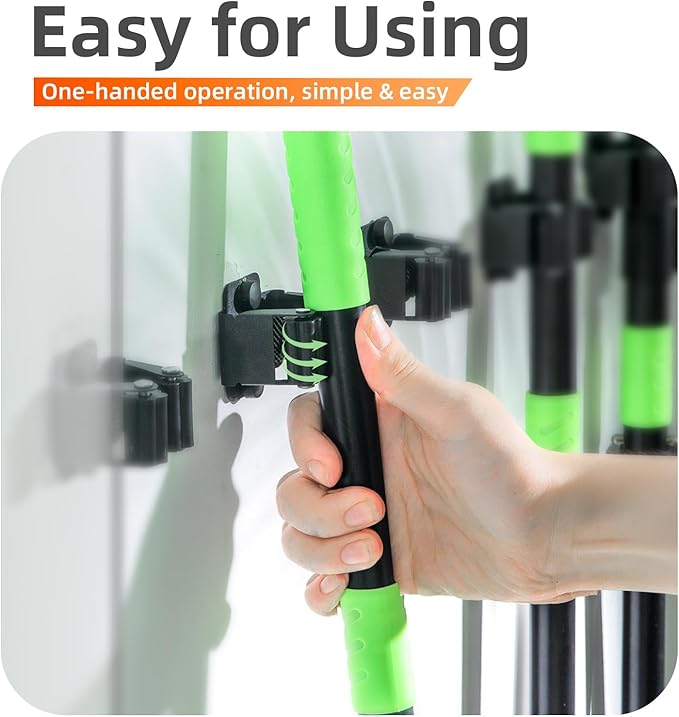 5 PCS Broom Holder Wall Mount, Upgraded Heavy Duty Mop and Broom Holder Wall Mount, Stainless Steel Broom Hanger Mop Holder Rack for Kitchen Laundry Garden Tool Organizer
