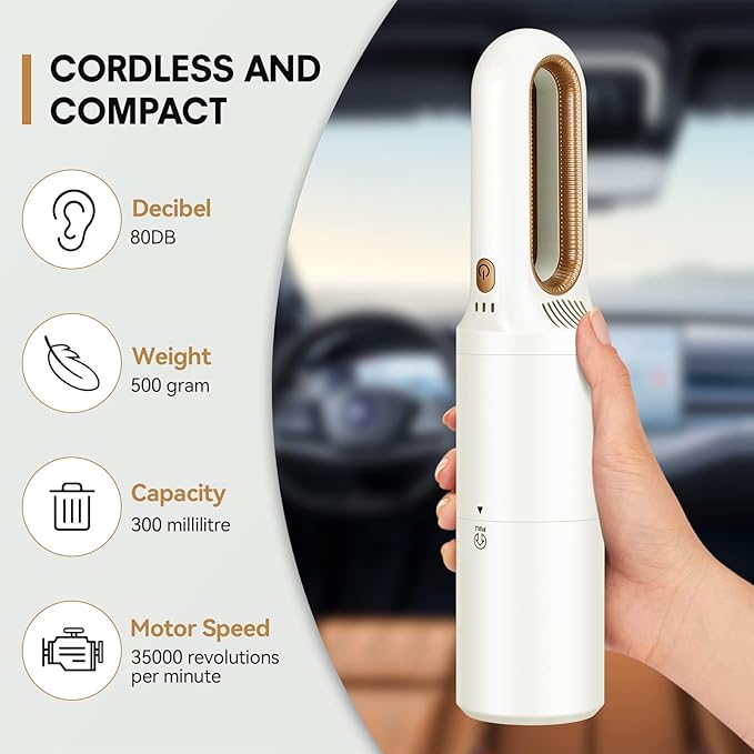 2-in-1 Mini Cordless Vacuum Cleaner, Handheld Vacuum Cleaner, USB Rechargeable Car Vacuum Portable, Quickly Dust Removal, for Hardwood Floor, Carpets, Pet Hair, Car, Office & Home Cleaning