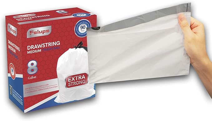 8 Gallon Drawstring Trash Bag Garbage Bag Trash Can Liner,90 Counts,0.74 Mil
