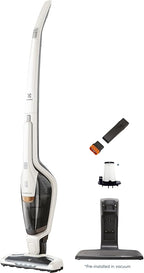 Electrolux Ergorapido Cordless 2-in-1 Vacuum Cleaner with High Suction Power and 180-Degree EasySteer Mobility, 48-Minute Run Time, 2 Power Modes, Satin White