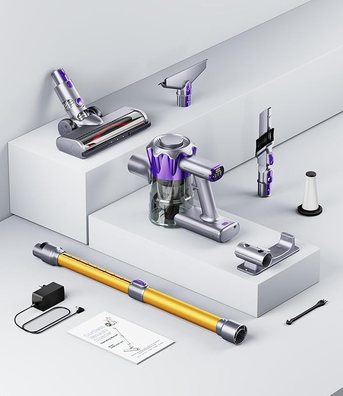 Cordless Vacuum Cleaner, 450W 40Kpa Powerful Stick Vacuum, Up to 50Mins Rechargeable Battery, Vacuum Cleaners for Home Anti-Tangled Lightweight Handheld for Hardwood Floor, Carpets, Pet Hair