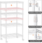 Golpart Small 4 Tier Shelves Storage Wire Shelving Unit Metal Shelf Adjustable Organizers Storage Shelving with Wheels for Bathroom Laundry Room Kitchen Pantry12”D x 18”W x 44.8”H White