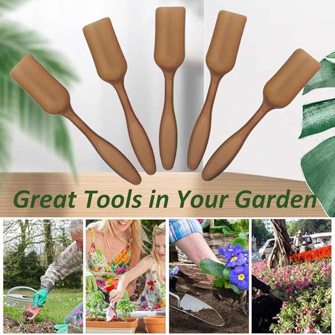 10Pcs Colorful Plastic Mini Gardening Shovel Spoons Soil Scoops, Succulent Sand Scoops/Cultivation Digging Transplanting Tools for Succulents Potted Flowers (Brown)