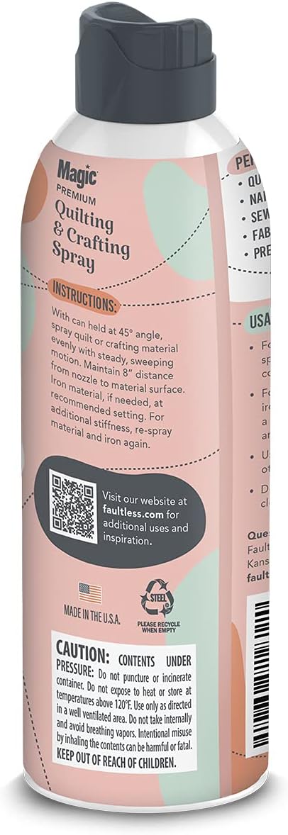 Magic Premium Quilting & Crafting Spray Can – Fabric Spray for Cutting, Creasing, & Sewing – Best Press Spray Starch for Quilting to Flatten Seams & Wrinkles – Wrinkle Spray (15oz Aerosol)