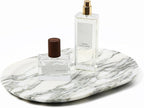 Natural Marble Decorative Tray Bathroom Counter Perfume Organizer Vanity Tray for Home Decor, Jewelry Candle, Coffee Table, Soap Holder Dresser Countertop Accessories 8"x11" Carrara