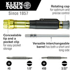 Klein Tools 32614 Multi-bit Precision Screwdriver Set, 4-in-1 Electronics Pocket Screwdriver, Professional Phillips and Slotted Bits, EDC