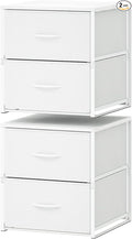 2 Pack Stackable Storage Closet Drawers, White Closet Organizers and Storage, Small Drawers for Closet with Wooden Top & Metal Frame, 2 Tier Modern Short Dresser for Bedroom,Dorm,Living Room, Office