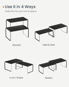 SONGMICS HOME Bamboo Cabinet Organizer Shelf, Nice-Looking Set of 2 Kitchen Counter Shelves, Kitchen Storage, Spice Rack, Stackable, Expandable, Ink Black UKCS050B01V1