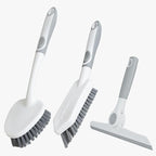 3 Pack Heavy-Duty Scrub Brush Set, Grout Brush, Shower Squeegee, Shower Cleaning Brush with Non-Slip Grip and Stiff Bristles Scrub Brushes for Cleaning Bathroom, Kitchen, Tile, Grout, Tub, Floor, Sink