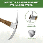 Haliaeetus Pick Axe, Stainless Steel Mattock with Sharp Pick and Cutting Edge for Breaking up Heavy Clay Soil, and Removal of Difficult Weeds, Garden Pick with Wood Handle for Digging, Loosening Soil