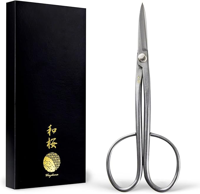 Wazakura Yasugi Stainless Steel Made in Japan Twig Bonsai Scissors 8.27" (210 mm), Japanese Garden Pruning Snip Tools Shears, Flower Herb Trimming Shears (Yasugi Stainless Steel Twig Scissors)