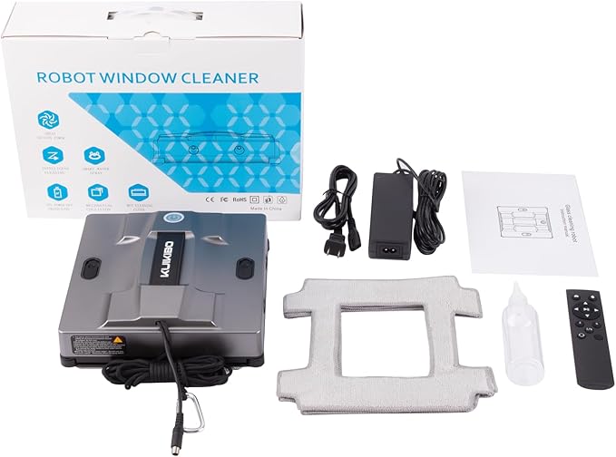 K1 Window Cleaning Robot with 4 Spray Nozzles Robotic 6000Pa Window Cleaner Automatic Washer Robot with Edge Detection Low Noise Glass Cleaning Robot for Framed/Frameless Surface