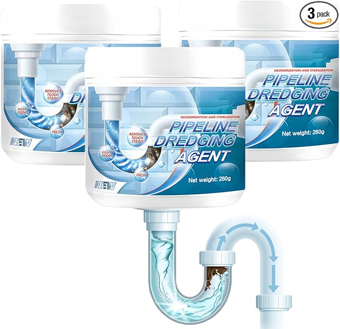 Upgrade Drain Clog Remover, Powerful Pipe Dredging Agent, Sink Drain Cleaner for Kitchen Bathroom, Unclogging Solution for Pipes, Toilets & Showers (3PCS)
