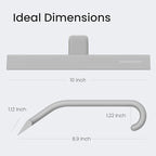 JustHang Shower Squeegee for Glass Doors, All-One-Piece Silicone with Built-in Hook Design for Easy Hanging and Cleaning, 10 Inch Gray