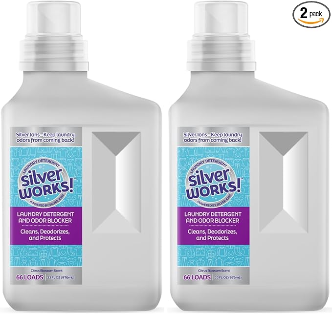 Powerful Odor Eliminating Laundry Detergent Liquid - Silver Ion Deodorizer Technology - Laundry Odor Eliminator For Clothes - Cleans, Deodorizes and Protects -2 Pack (132 Loads) 66 FL OZ