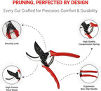 HortiSnip 8-Inch Bypass Pruning Shears, Professional Garden Shears with Sharp Steel Blade, Heavy Duty Pruners for Gardening, Plant Trimming, Cutting Stems & Branches