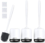 Lefree Toilet Brush Set with Ventilated Holder - 3 Packs, Silicone Toilet Bowl Brush - Floor Standing & Wall Mounted Scrubber