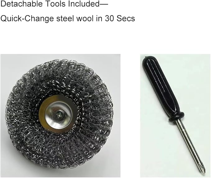 Steel Wool Scrubber, Stainless Steel Scrubber and Crevice Brushes Cleaning Set for Dishes, Iron, Pots, Stoves, Barbecue Grills, Sink