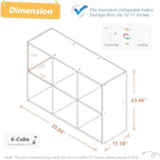 6 Cube Organizer Bookcase - Fabric Storage Bins Container, Open Shelf Simple Compartments Bookshelf, White
