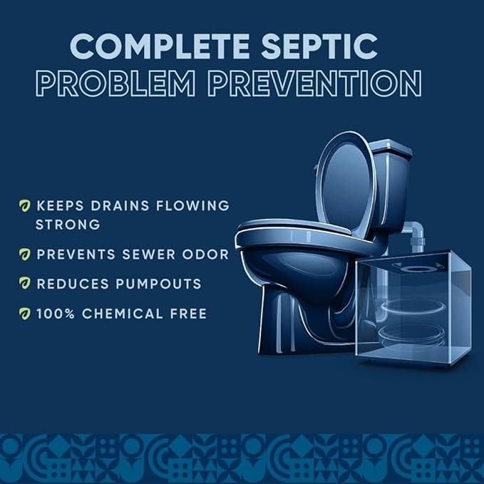 Septic Tank Treatment -1 Gallon Professional Grade Liquid | Live Bacteria & Enzyme Formula - Erase Septic Odor & Prevent Septic Backups