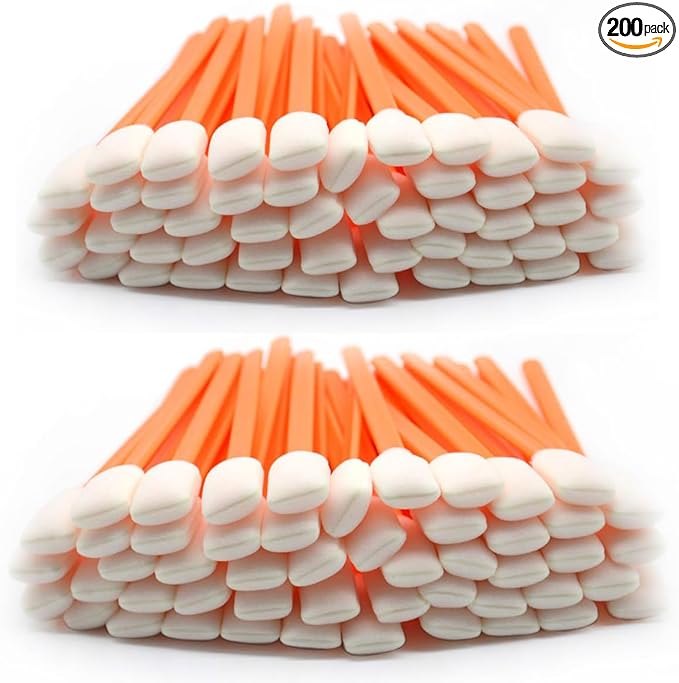 Wellgler's Foam Cleaning Swab,for Electronics, Camera, Optical Lens Cleaning and Clean Inkjet Printer (200pcs Orange)