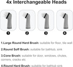 SOARING Electric Cleaning Brush with 4 in 1 Multiple Brush Heads,Indoor Household Cordless Motorized Brush for Bathroom Toilet Kitchen Tile Crevice(Black)