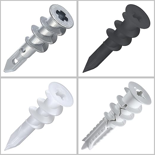 200pcs #8 Self Drilling Zinc Alloy Anchors, Metal Wall Anchors with Screws Wall Anchors,100PCS Wall Anchor and 100PCS Screws for Drywall, 75LB Hanging and Mounting