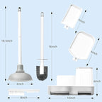 2 Pack Toilet Brush and Holder Set with Plunger, Crevice Cleaning Brush for Deep Cleaning, Space Saving Storage