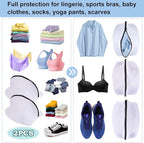 Vivifying Shoe Washing Machine Bag, Set of 2 Durable Mesh Laundry Bag with Zipper for Sneakers, Running Shoes, Sock, Bras and Toys